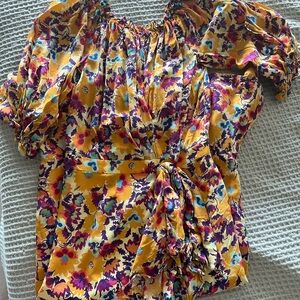 SALONI Yellow Dress with Puff Sleeves